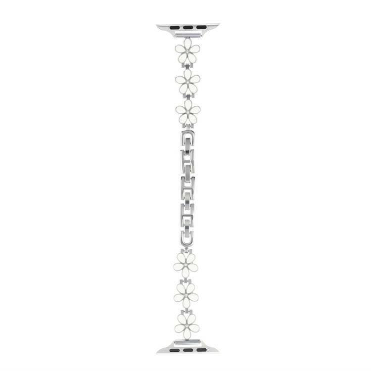 Metal Strap Apple Watch Series 41mm - 40mm - 38mm Five Softal Flower Bracelet Watch Band - White  /  Silver#serie_10