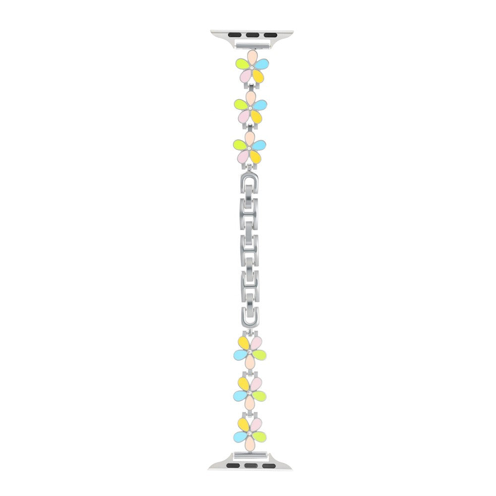 Metal Strap Apple Watch Series 41mm - 40mm - 38mm Five Softal Flower Bracelet Watch Band - Colorful  /  Silver#serie_11