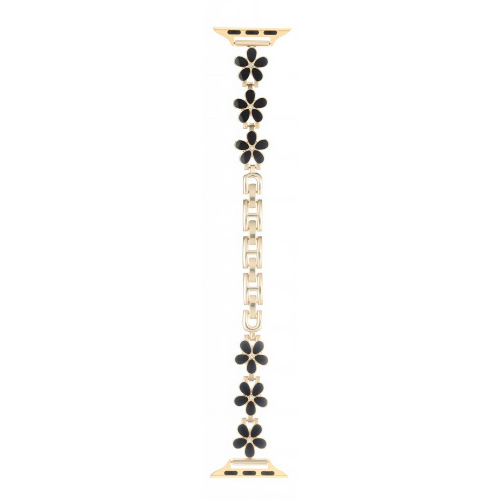 Metal Strap Apple Watch Series 41mm - 40mm - 38mm Five Softal Flower Bracelet Watch Band - Black  /  Gold#serie_13