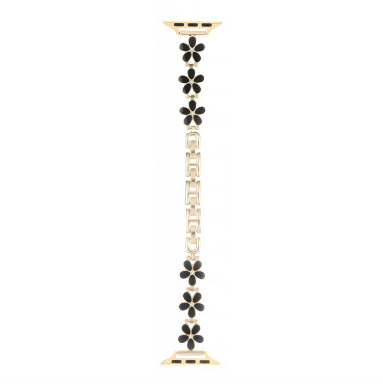 Metal Strap Apple Watch Series 41mm - 40mm - 38mm Five Softal Flower Bracelet Watch Band - Black  /  Gold#serie_13