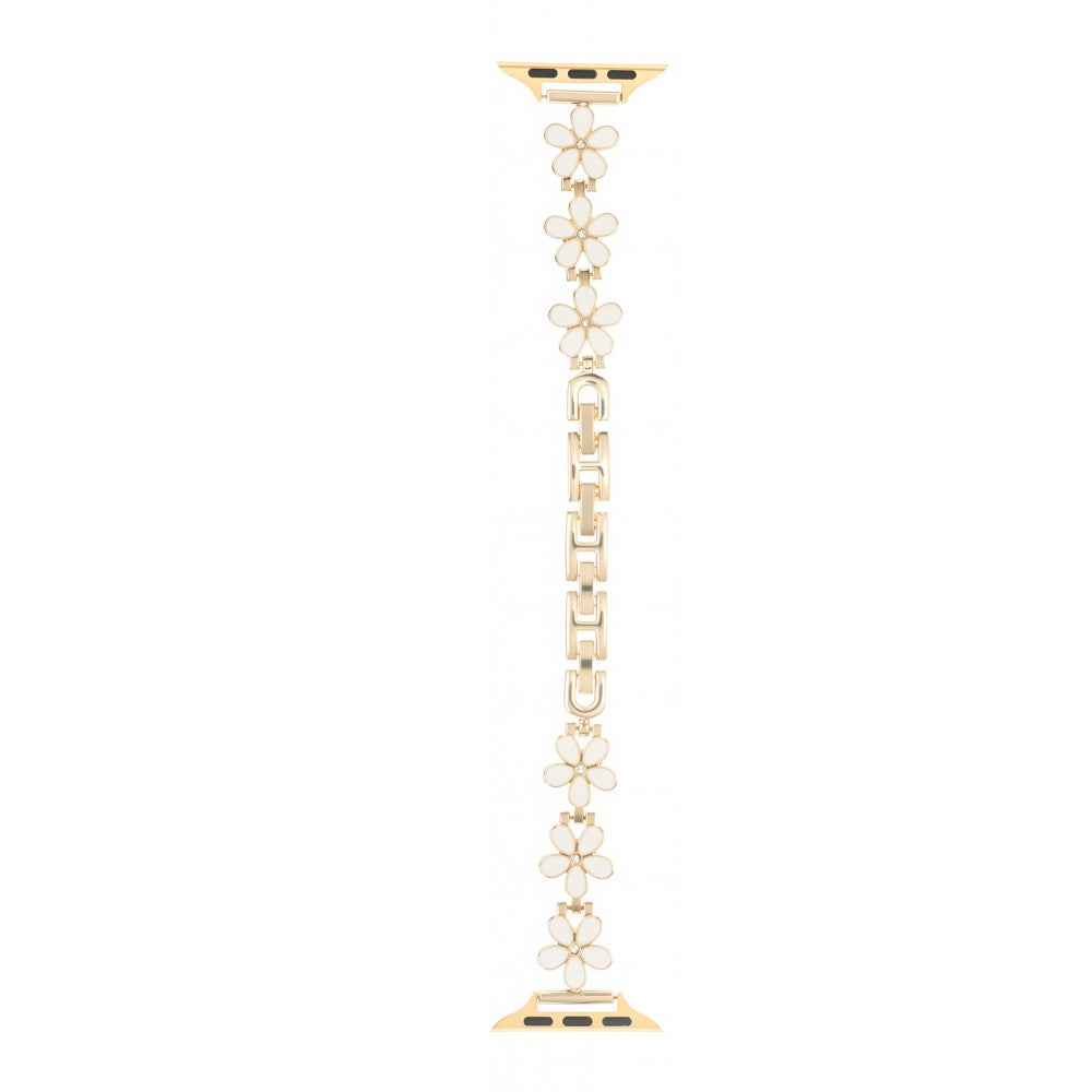 Metal Strap Apple Watch Series 41mm - 40mm - 38mm Five Softal Flower Bracelet Watch Band - White  /  Gold#serie_16