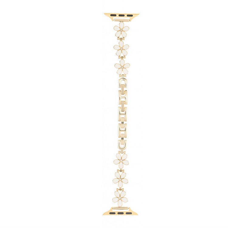 Metal Strap Apple Watch Series 41mm - 40mm - 38mm Five Softal Flower Bracelet Watch Band - White  /  Gold#serie_16
