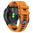 Smooth Silicone Dual-color Garmin Fenix X-series 26mm Watch Band - Orange+Black