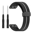 Garmin Fenix 7S / 6S / 5S Magnetic Strap Black Buckle Dual Color 20mm Silicone Watch Band - Black / White