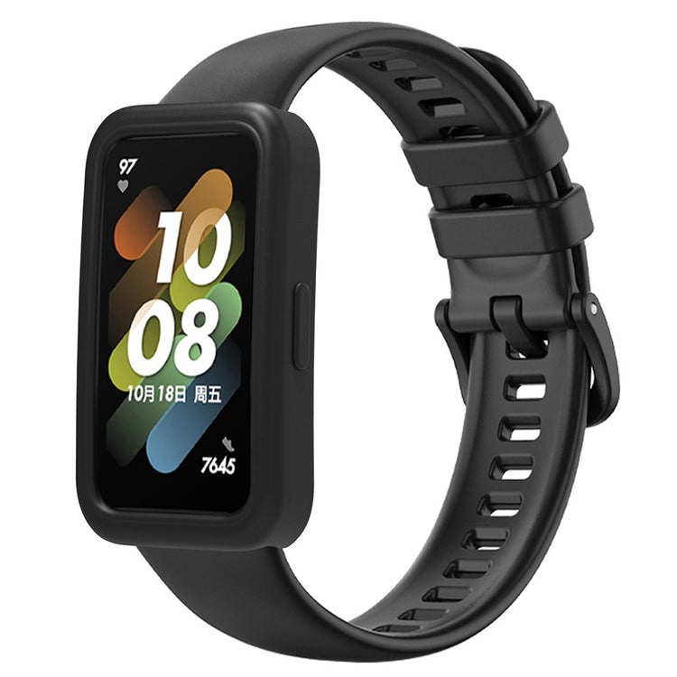 Helt Vildt Fed Silikone Rem passer til Huawei Band 8 - Sort#serie_1