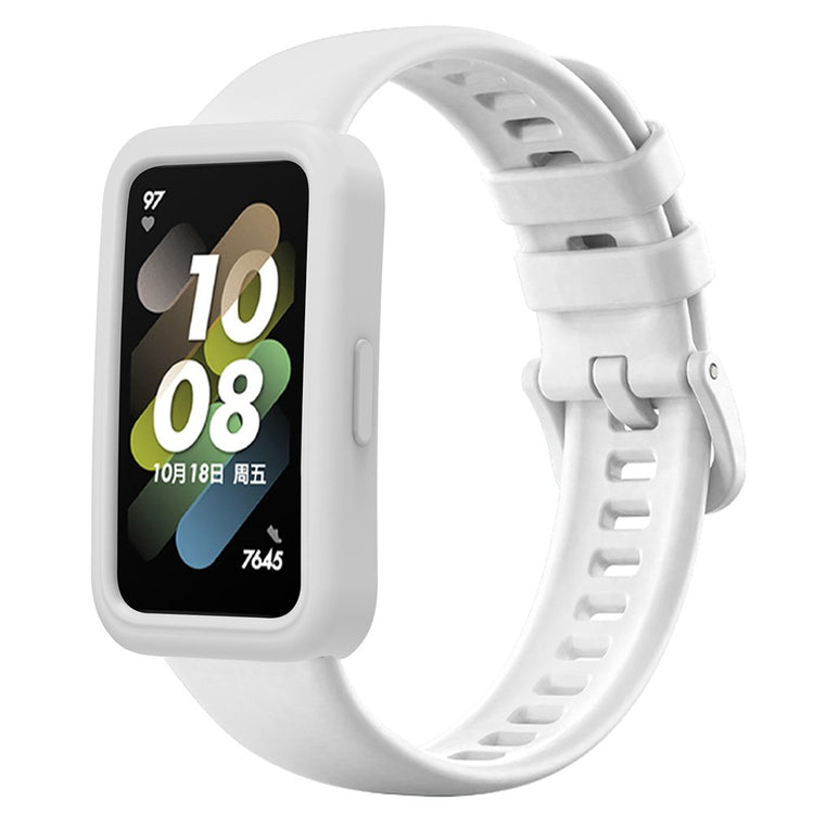 Helt Vildt Fed Silikone Rem passer til Huawei Band 8 - Hvid#serie_2