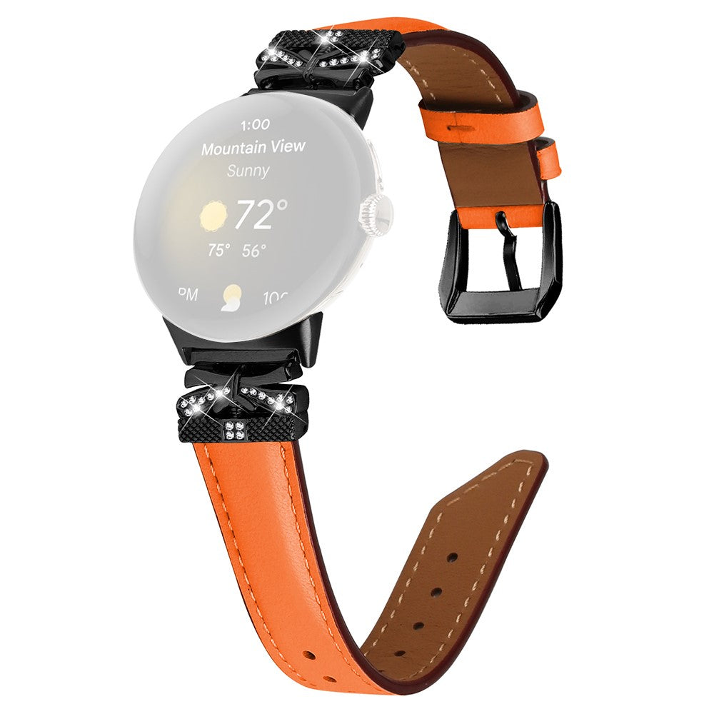 Kunstlæder Og Rhinsten Universal Rem passer til Google Pixel Watch 2 / Google Pixel Watch - Orange#serie_2