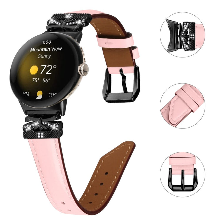 Kunstlæder Og Rhinsten Universal Rem passer til Google Pixel Watch 2 / Google Pixel Watch - Pink#serie_3