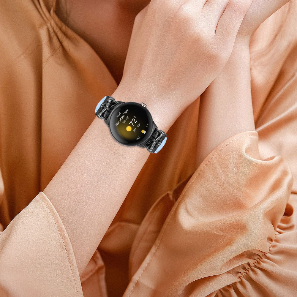 Kunstlæder Og Rhinsten Universal Rem passer til Google Pixel Watch 2 / Google Pixel Watch - Blå#serie_4