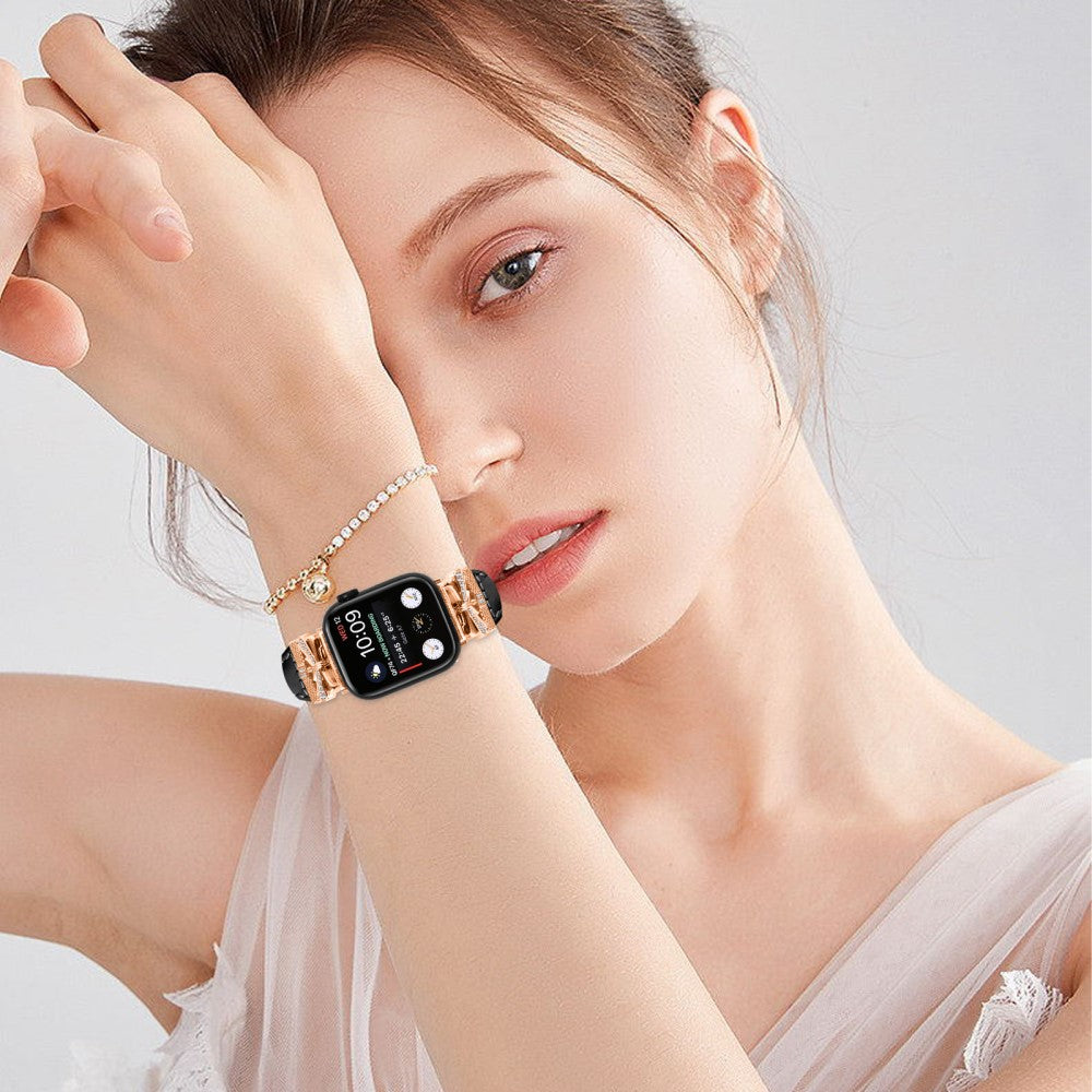 Rose Gold Buckle Watch Strap Apple Watch Series 9 / 8 / 7 / 41mm / 6 / 5 / 4 / SE / SE (2022) / SE (2023) 40mm / Series 3 2 1 38mm - Black#serie_6