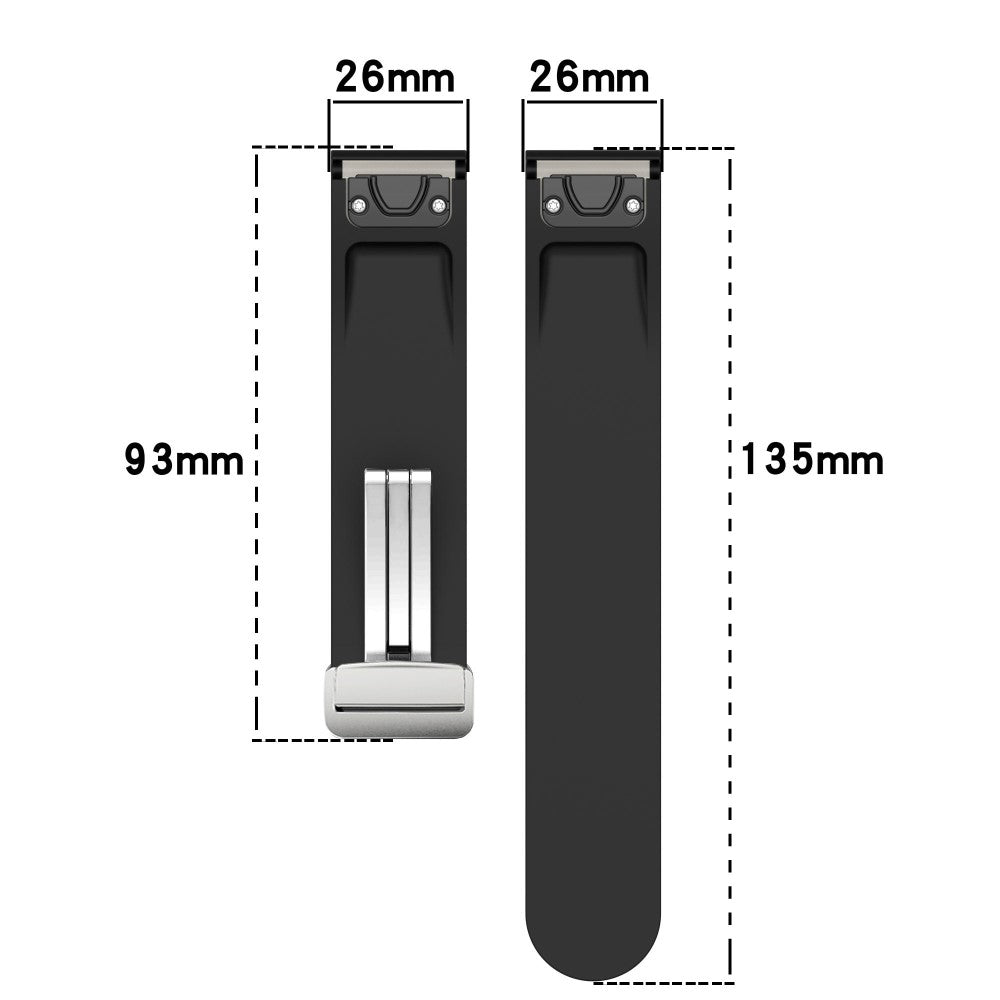 Garmin Fenix 7X / 7X Solar / Tactix 7 Pro Silicone Watch Band 26mm Folding Silver Buckle Watch Strap - Midnight Blue#serie_11