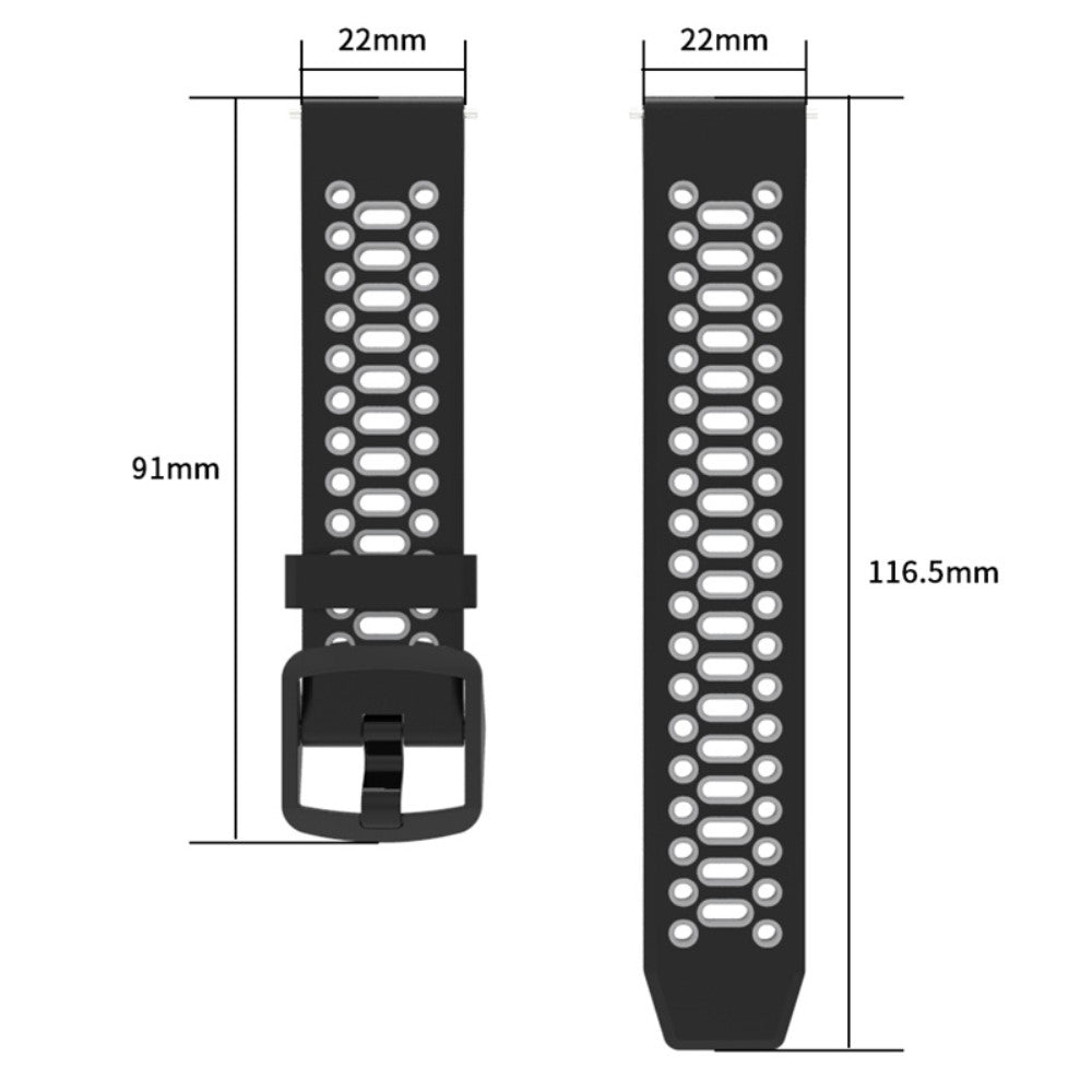 Coros Apex Pro / Samsung Gear S3 Frontier / Gear S3 Classic Breathable Silicone Strap 22mm Dual Color Watch Band - Black / Grey#serie_1