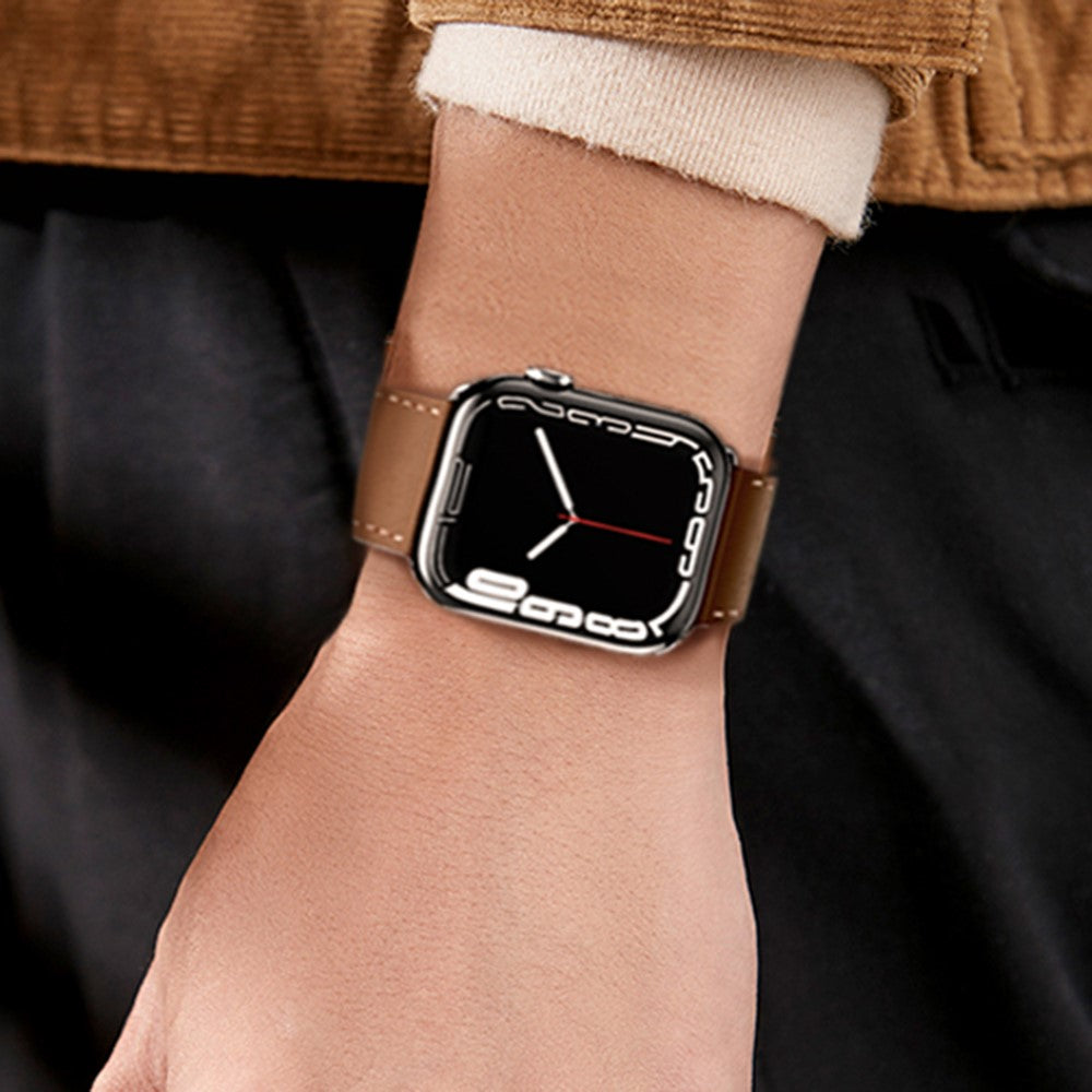 Super Skøn Ægte Læder Universal Rem passer til Apple Smartwatch - Brun#serie_3