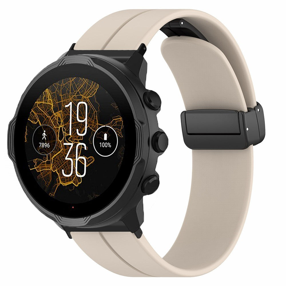 Suunto Spartan Sport Wrist HR Baro / Suunto 7 Silicone Wrist Strap 24mm Watch Band (Thick Spring Bar) - Retro White#serie_4