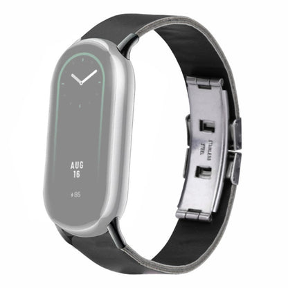 Xiaomi Smart Band 8 / 8 NFC Leather Watch Strap Butterfly Buckle Replacement Band - Black#serie_2