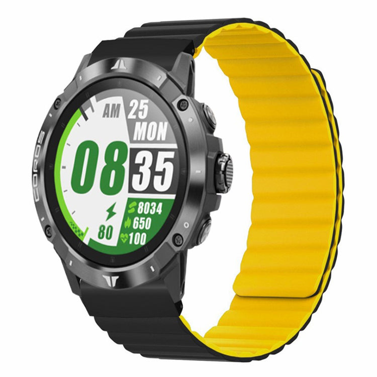 Garmin 26mm Quickfit Universal Flexible Watch Band Magnetic Strap Replacement with Bump Resistant Connector - Black+Yellow#serie_1