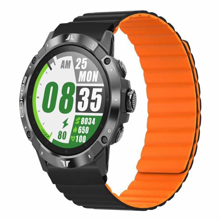 Garmin 26mm Quickfit Universal Flexible Watch Band Magnetic Strap Replacement with Bump Resistant Connector - Black+Orange#serie_5