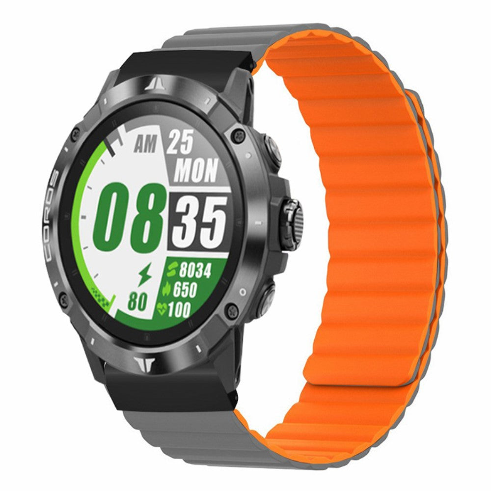 Garmin 26mm Quickfit Universal Flexible Watch Band Magnetic Strap Replacement with Bump Resistant Connector - Grey+Orange#serie_6