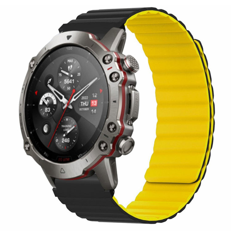 Huami Amazfit Falcon / Garmin Fenix 7 / 6 / 5 Magnetic Watch Band Flexible Replacement Strap with 22mm Bump Resistant Connector - Black+Yellow#serie_4