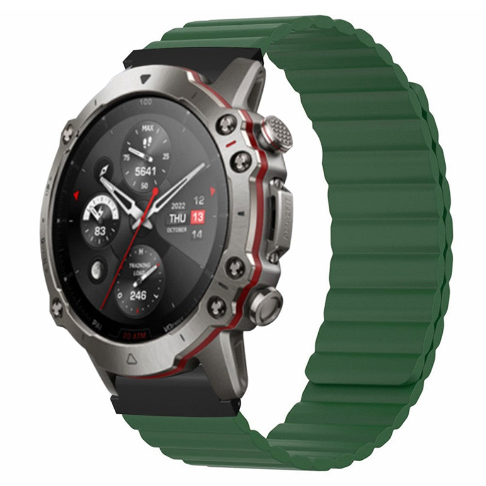 Huami Amazfit Falcon / Garmin Fenix 7 / 6 / 5 Magnetic Watch Band Flexible Replacement Strap with 22mm Bump Resistant Connector - Army Green#serie_8