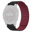 Garmin Fenix 7S / 6S / 5S Watch Band Replacement Magnetic Flexible Strap with 20mm Bump Resistant Connector - Black+Wine Red