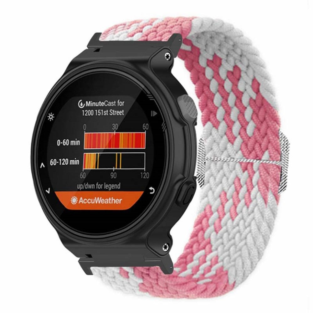 Garmin Forerunner 220 / 230 / 235 / 735XT / 620 / 630 Watch Strap Stretchy Braided Nylon Band - Pink+White#serie_3