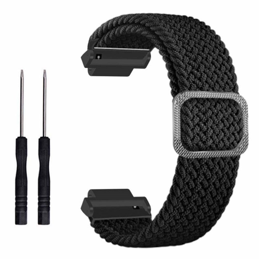 Fed Nylon Universal Rem passer til Garmin Smartwatch - Sort#serie_7