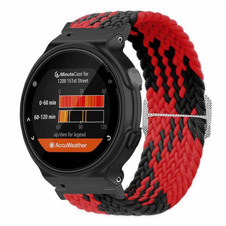 Garmin Forerunner 220 / 230 / 235 / 735XT / 620 / 630 Watch Strap Stretchy Braided Nylon Band - Red+Black#serie_9