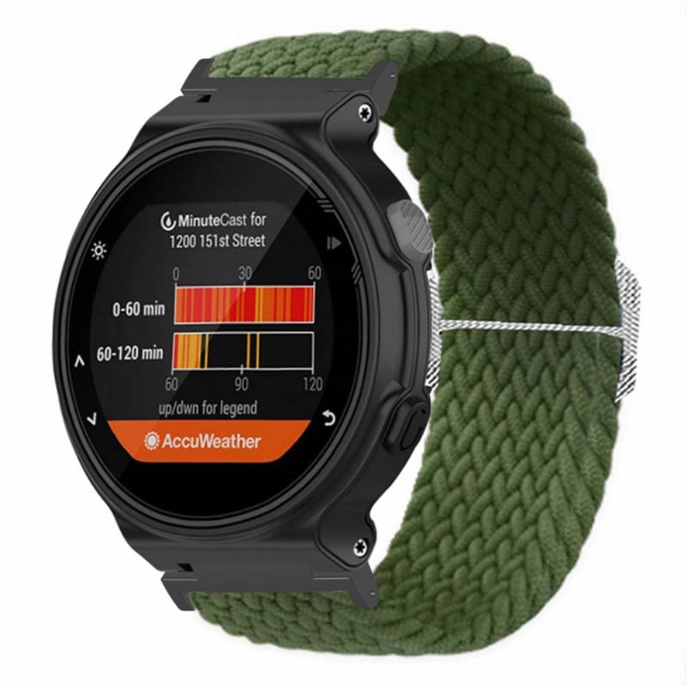 Garmin Forerunner 220 / 230 / 235 / 735XT / 620 / 630 Watch Strap Stretchy Braided Nylon Band - Army Green#serie_12