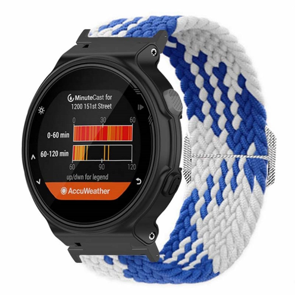 Garmin Forerunner 220 / 230 / 235 / 735XT / 620 / 630 Watch Strap Stretchy Braided Nylon Band - Blue+White#serie_13