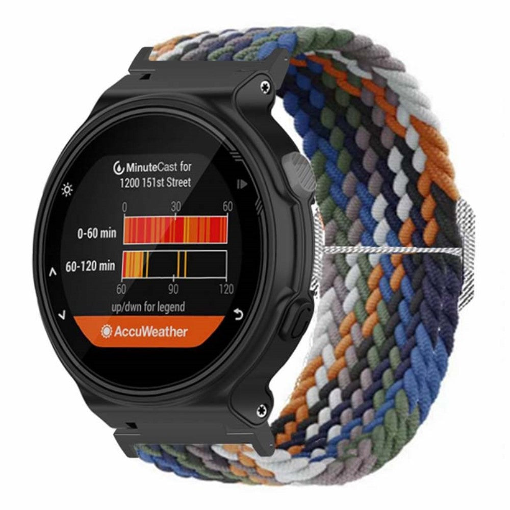 Garmin Forerunner 220 / 230 / 235 / 735XT / 620 / 630 Watch Strap Stretchy Braided Nylon Band - Denim#serie_14