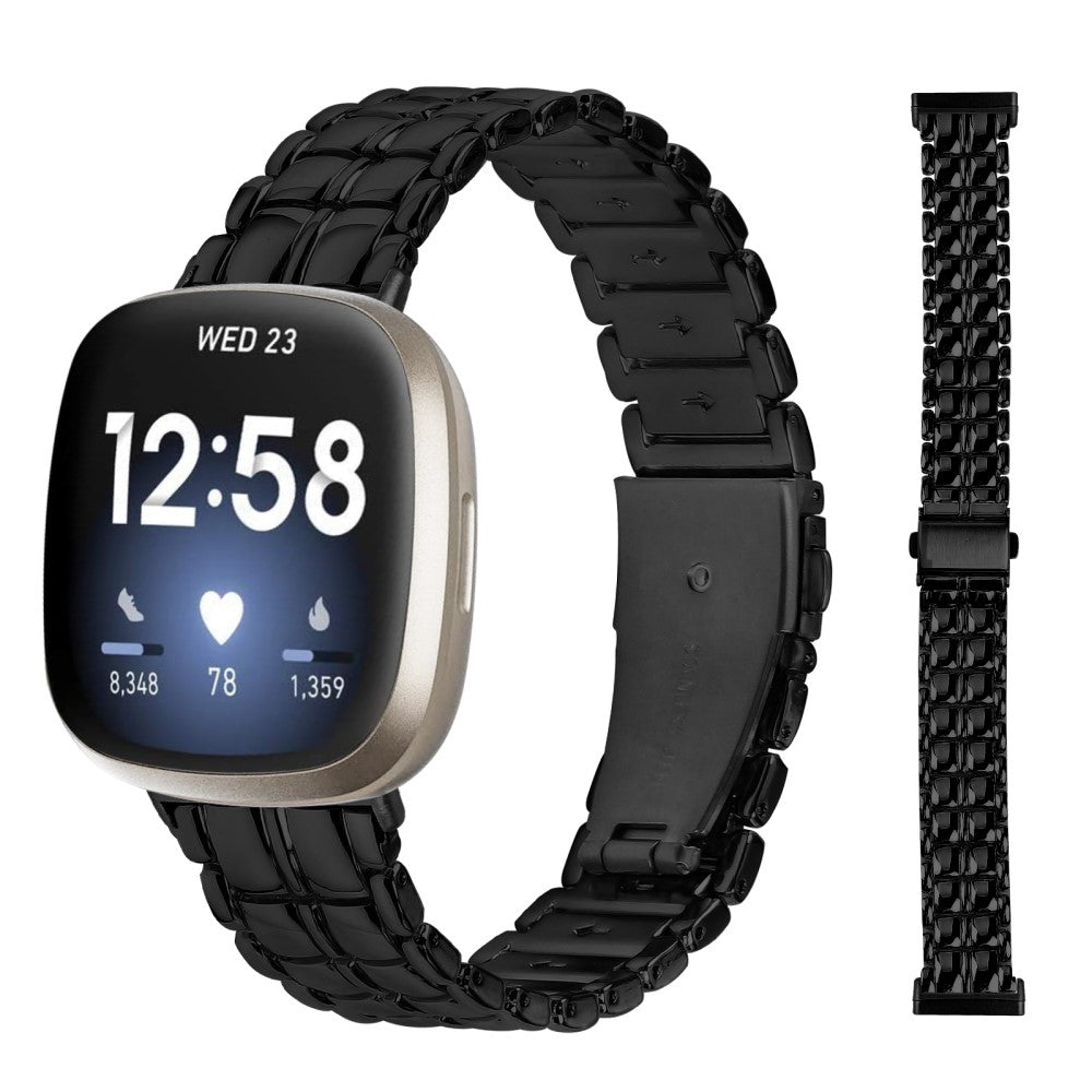 Fint Metal Universal Rem passer til Fitbit Versa 4 / Fitbit Sense 2 - Sort#serie_1