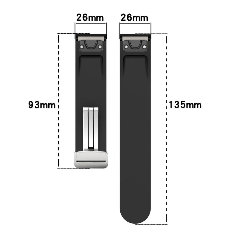 Garmin 26mm Quickfit Universal Silver Buckle Flexible Band Watch Strap - White+Black#serie_2