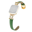 Apple Watch Series 41mm - 40mm - 38mm Universal Watch Band Cowhide Leather Strap - Green / Gold Buckle Buckle