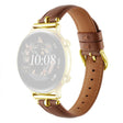 20mm Universal Smart Watch Band Genuine Cow Leather Strap Replacement - Khaki+Gold Buckle Buckle