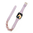 Apple Watch Series 41mm - 40mm - 38mm Universal Watch Band Denim and Leather and Zinc Metal Strap - Light Purple