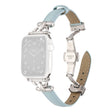 Apple Watch 49mm / 45mm / 44mm / 42mm Leather Watch Band - Blue / Silver Buckle