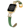 Apple Watch 49mm / 45mm / 44mm / 42mm Cowhide Leather Band - Green / Gold Buckle