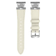 TicWatch E / 2 / C2 Watchband Genuine Cow Leather Connector Strap Rhinestone Crown Decor - Apricot