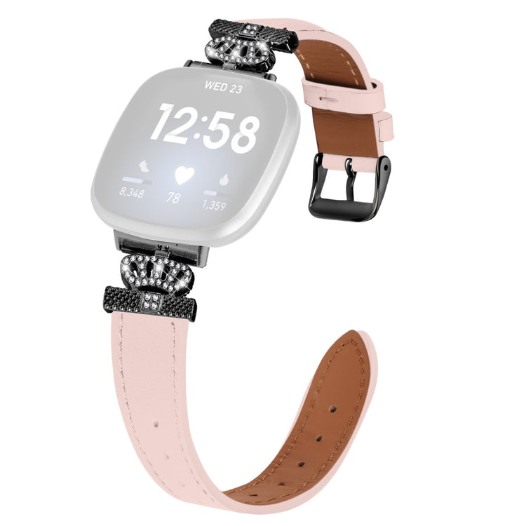 Ægte Læder Universal Rem passer til Fitbit Versa 4 / Fitbit Sense 2 - Pink#serie_4