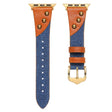 Apple Watch 49mm / 45mm / 44mm / 42mm Splicing Retro Watch Band - Dark Blue+Brown