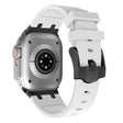 Apple Watch Series 41mm - 40mm - 38mm Universal Liquid Silicone Strap Metal Connector - Black+White