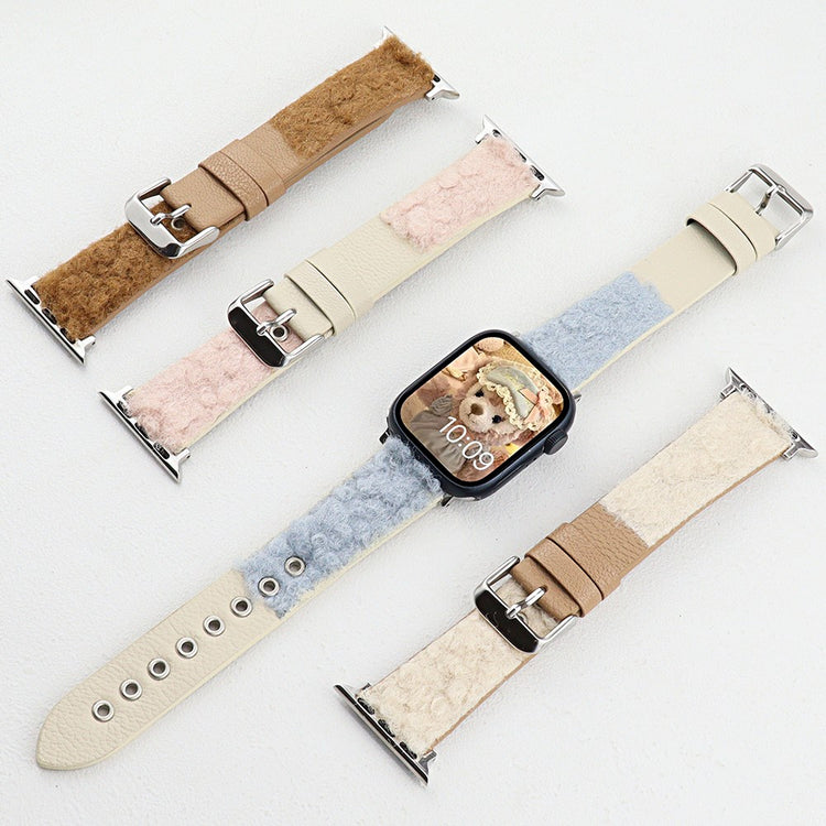 Apple Watch Series 49mm - 45mm - 44mm - 42mm Universal Genuine Cow Leather Watch Strap - Apricot#serie_2