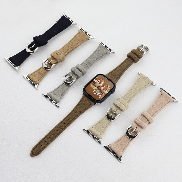 Apple Watch Series 49mm - 45mm - 44mm - 42mm Universal Slim Woolen Watch Strap - Apricot#serie_2