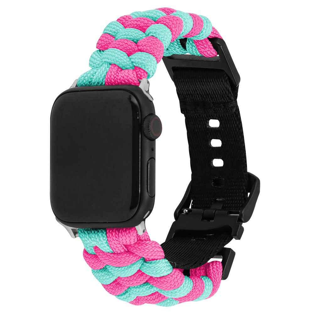 Apple Watch Series 49mm - 45mm - 44mm - 42mm Universal Watch Band Nylon Rope Strap - Lake Blue+Pink#serie_1