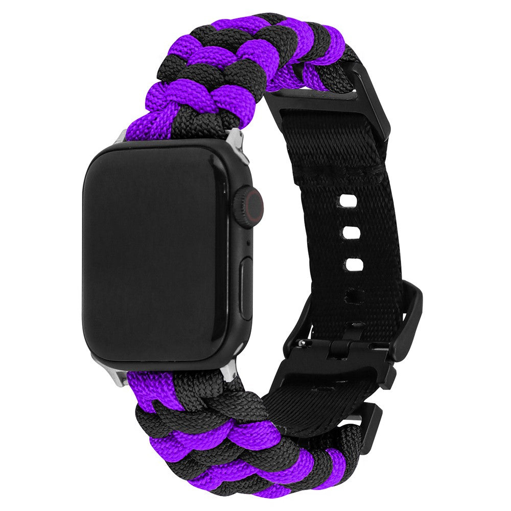 Apple Watch Series 49mm - 45mm - 44mm - 42mm Universal Watch Band Nylon Rope Strap - Purple+Black#serie_3