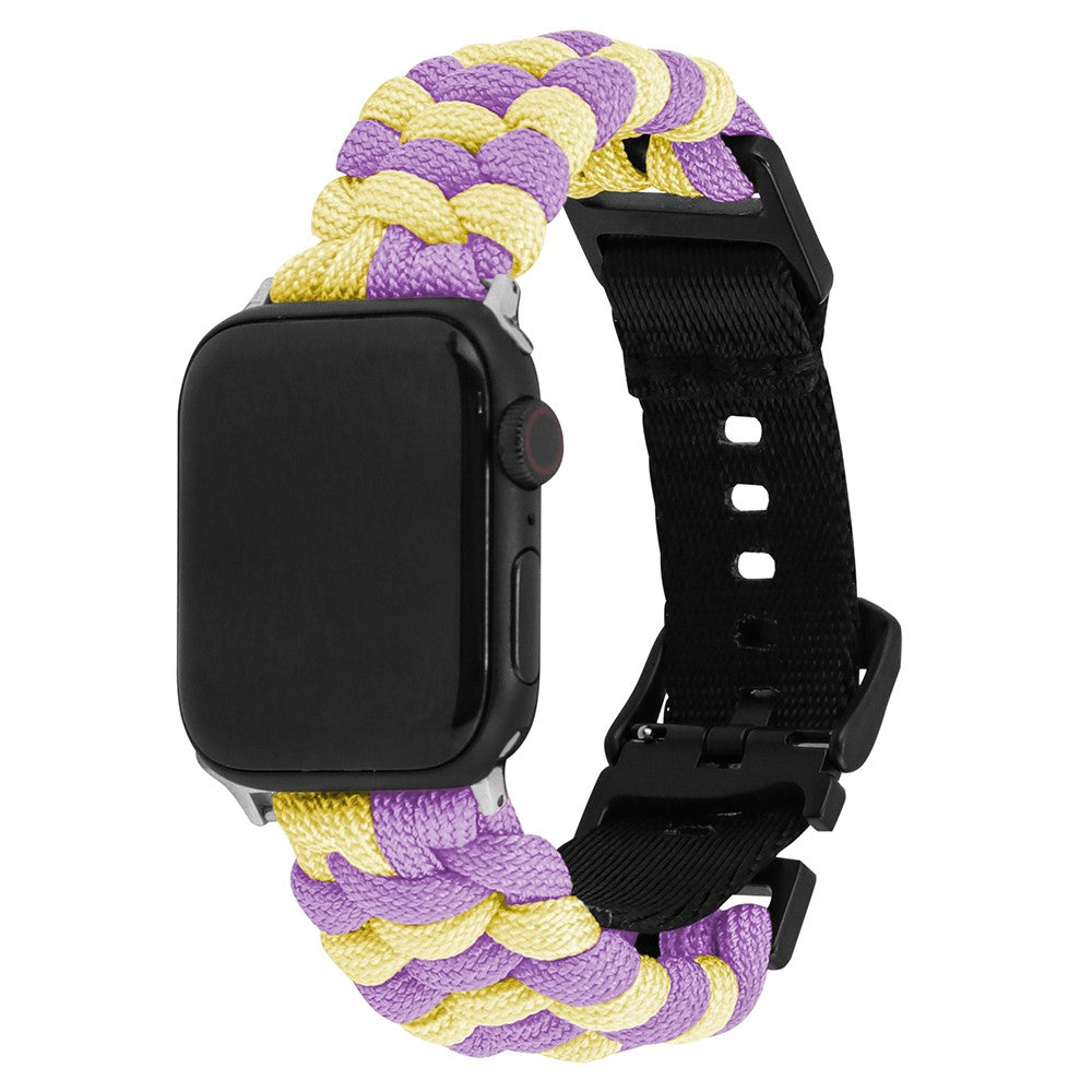 Apple Watch Series 49mm - 45mm - 44mm - 42mm Universal Watch Band Nylon Rope Strap - Yellow+Purple#serie_4