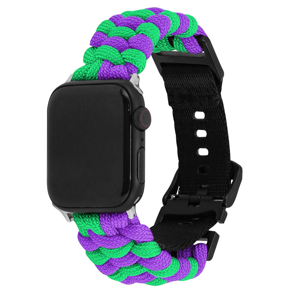 Apple Watch Series 49mm - 45mm - 44mm - 42mm Universal Watch Band Nylon Rope Strap - Purple+Green#serie_12