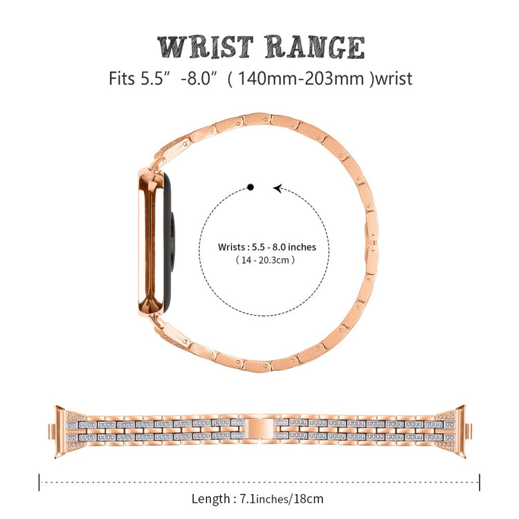 Mega Komfortabel Rhinsten Rem passer til Xiaomi Redmi Watch 4 - Pink#serie_4