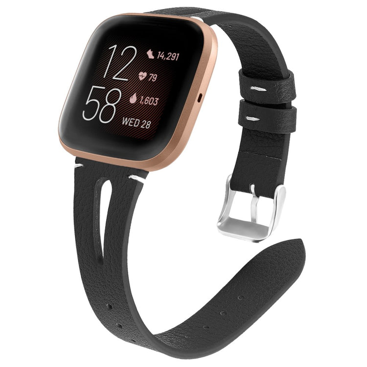 Mega Fashionable Fitbit Versa 3 Genuine Leather Strap - Black#serie_8